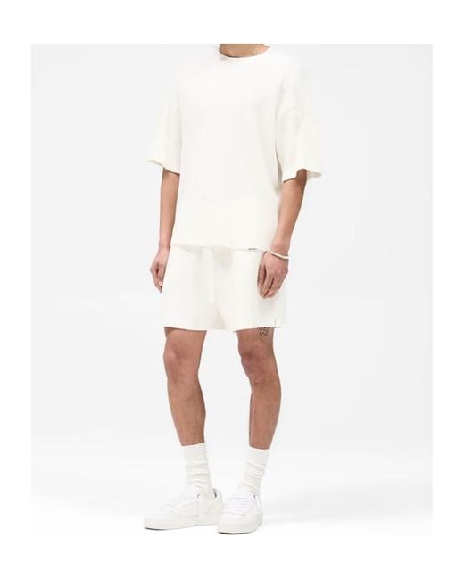 Represent White Waffle Shorts for men