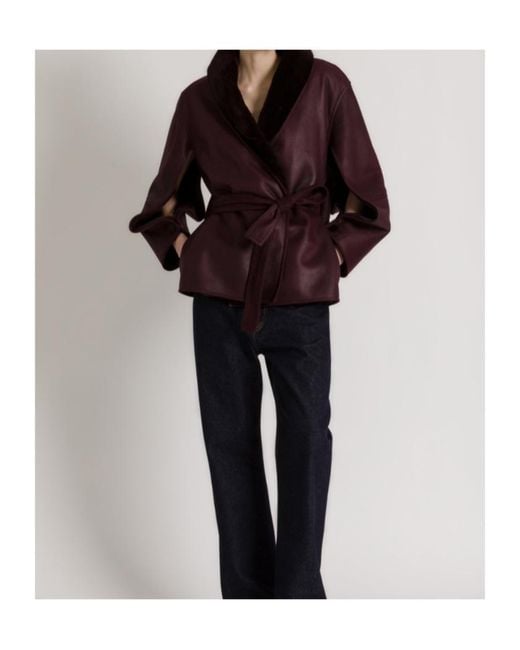 Alberta Ferretti Purple Reversible Short Shearling Coat