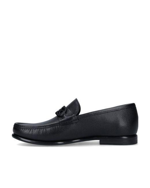Ferragamo Black Round-Headed Loafers for men
