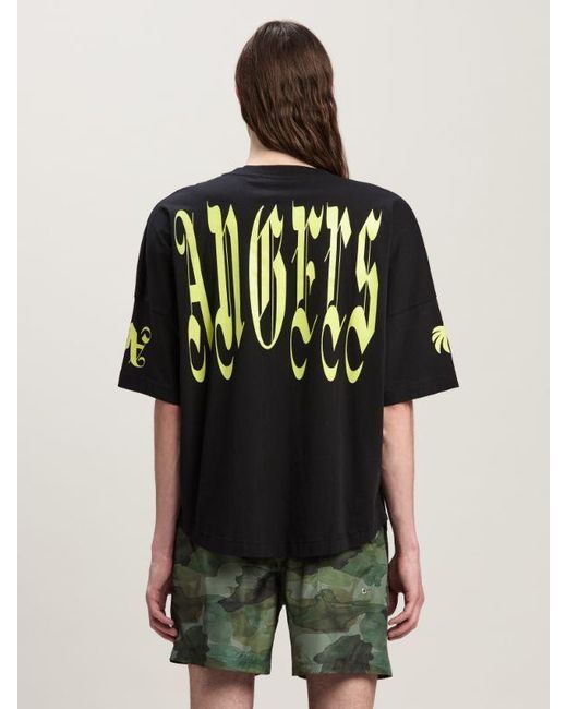 Palm Angels Black Gothic Logo Printed Crewneck T-Shirt for men