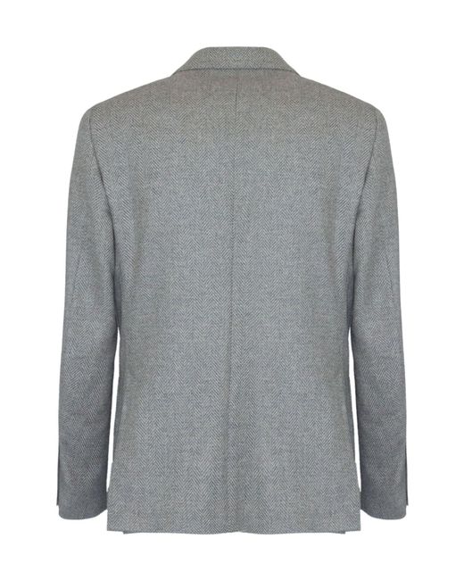Lardini Gray Herringbone Single-Breasted Blazer for men