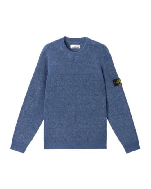 Stone Island Blue Loose Fit Crewneck Jumper for men