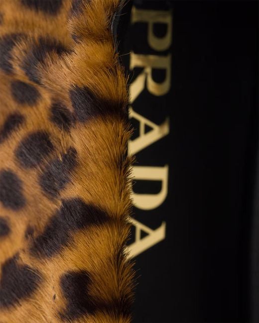 Prada Brown Printed Leather Ballerinas With Bow