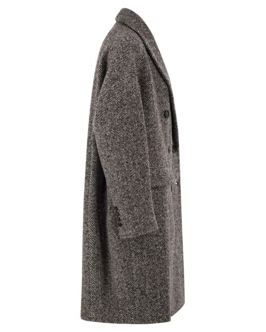 Brunello Cucinelli Gray Monili Dazzling Chevron Coat