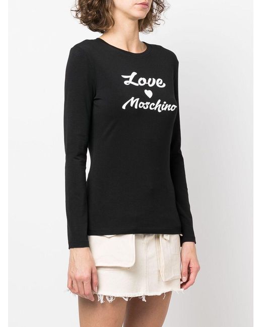 Moschino Black Logo Details Long-Sleeved T-Shirt