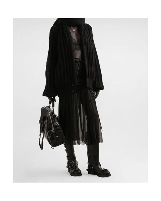 Dolce & Gabbana Black Twill Chiffon Midi Skirt