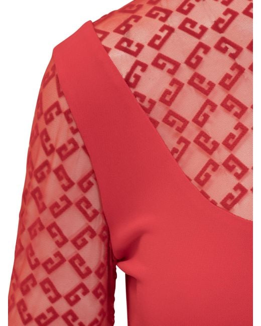 Givenchy Red Logo Round Neck Top