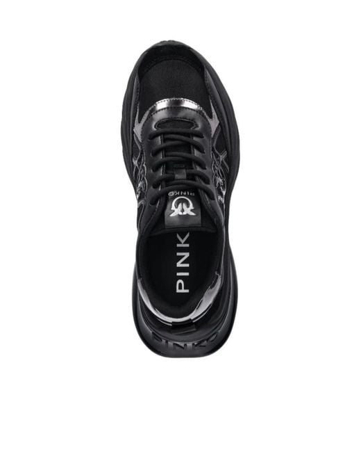 Pinko Black Logo Detailed Lace-Up Sneakers