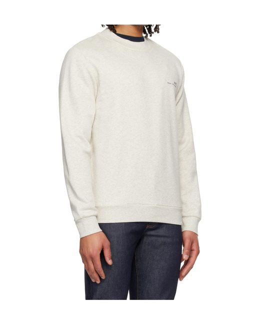 A.P.C. White Long-Sleeved Crew Neck Sweatshirt for men
