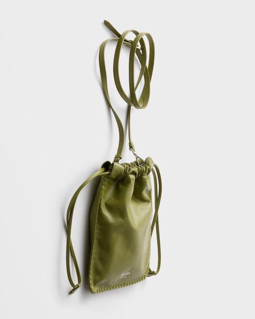 Prada Green Drawstring Clutch