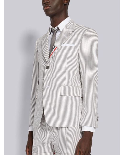 Thom Browne White Striped Seersucker Sport Coat for men