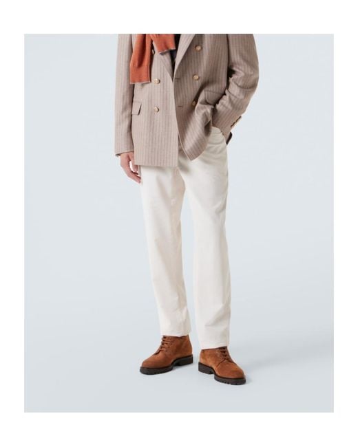 Brunello Cucinelli Brown Suede Lace-Up Boots for men
