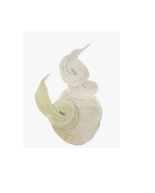 Issey Miyake White Pleated Frayed Scarf