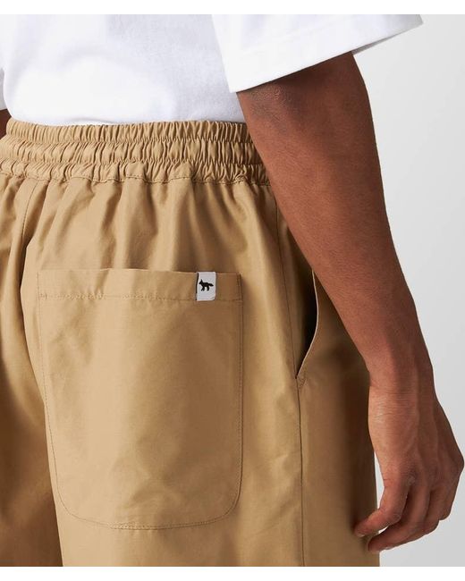 Maison Kitsuné Natural Wide-Leg Drawstring-Waist Shorts for men