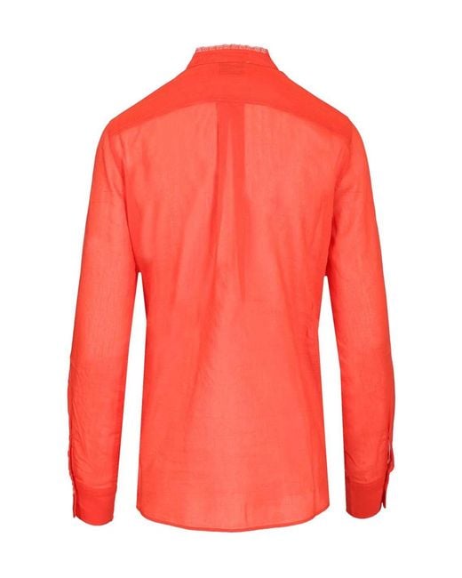 Forte_forte Red Serafino Lace-Trim Voile Shirt