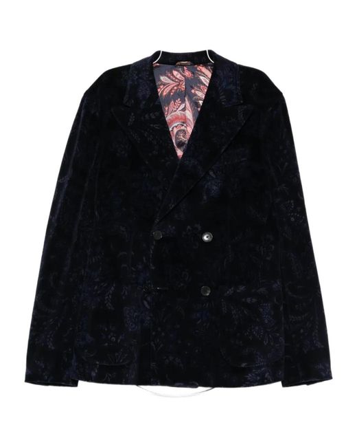 Etro Black Double-Breasted Tailored Blazer for men