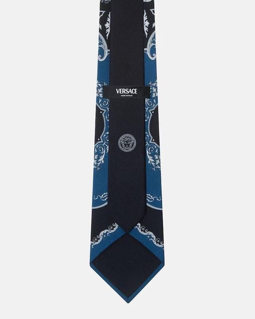 Versace Blue Pattern-Printed Tie for men