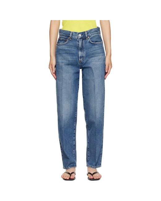 Agolde Blue Non-Stretch Straight-Leg Jeans