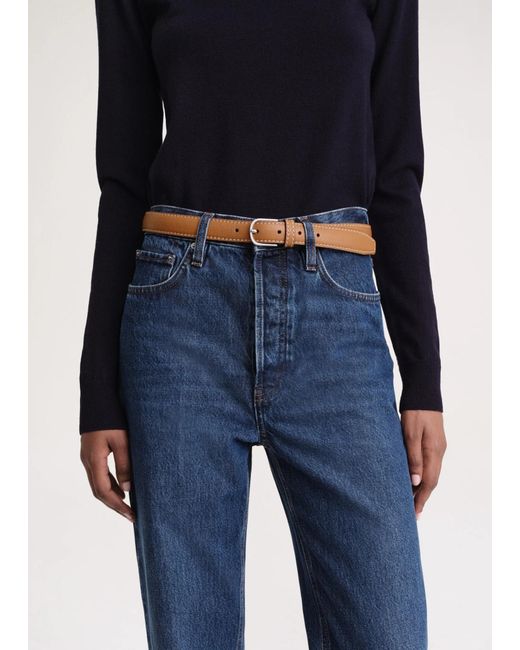 Totême  White Totême Logo Detailed Buckled Belt