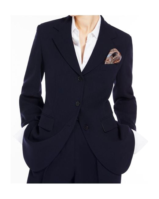 Max Mara Blue Long-Sleeved Wool Suit Coat