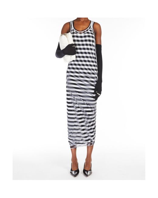 Sportmax White Naro Striped Sleeveless Dress