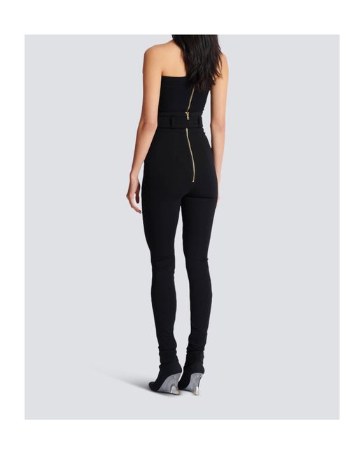 Balmain Black Stretch Belted Slim Trousers