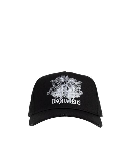 DSquared² Black Monkey Business Print Baseball Hat for men