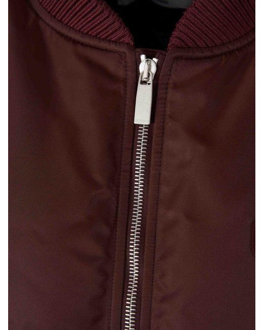 Off-White c/o Virgil Abloh Brown Logo-Patch Zip-Up Bomber Jacket