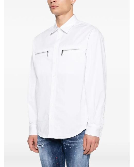 DSquared² White Zip-Pocket Shirt for men