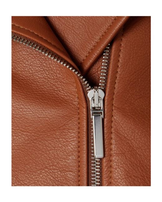 Rosetta Getty Brown Textured-Leather Biker Jacket