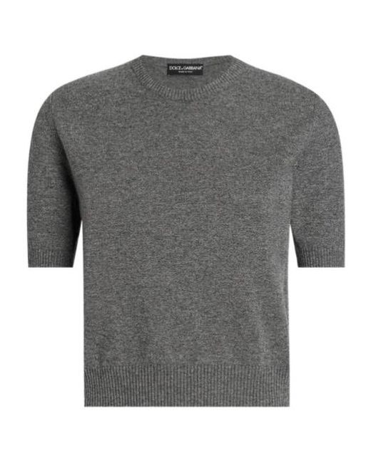 Dolce & Gabbana Gray Short-Sleeve Cashmere Sweater