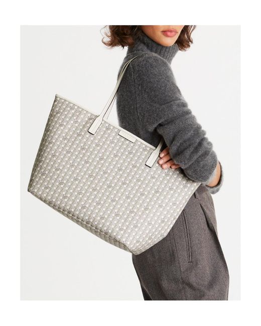 Tory Burch White Basketweave Tote Bag