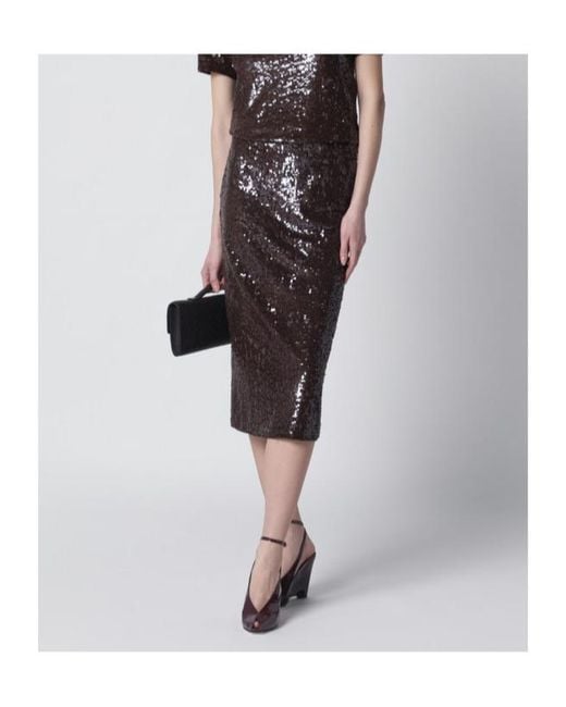 P.A.R.O.S.H. Black Sequin Pencil Skirt
