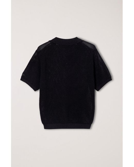 DUNST Black Short-Sleeved Knit Polo Shirt for men