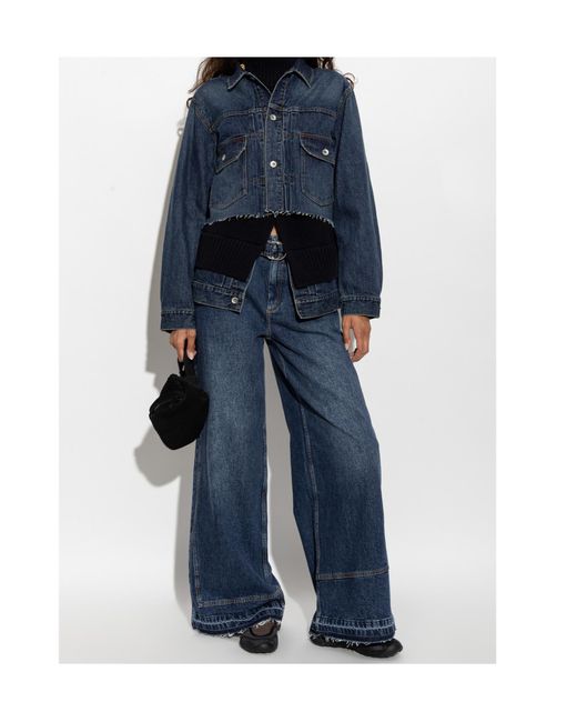 Sacai Blue Denim Jacket With A Vintage Effect