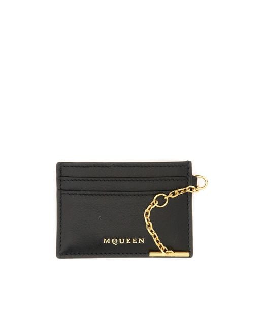 McQueen Black Sling Logo Plaque Card Holder