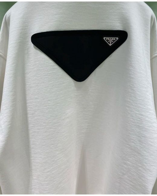 Prada White Pattern Hooded Sweater
