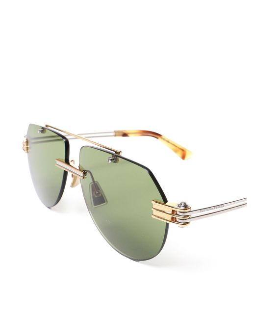 Bottega Veneta Green Eyewear Aviator Frame Sunglasses