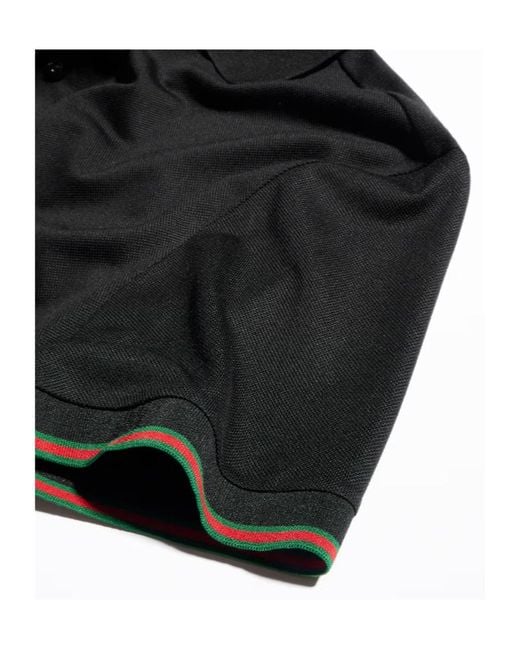 Gucci Black Silk Jersey Polo Shirt With Web for men