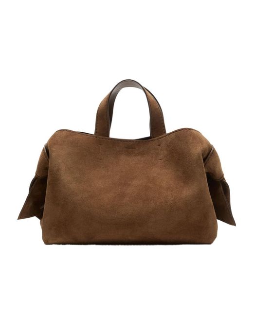 Acne Brown Musubi Logo Embossed Tote Bag