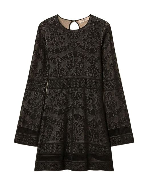 Twinset Black Long-Sleeve Mini Dress