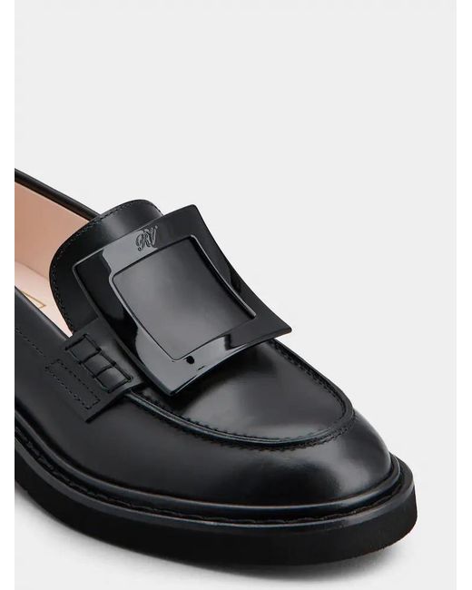 Roger Vivier Black Viv' Rangers Metal Buckle Loafers