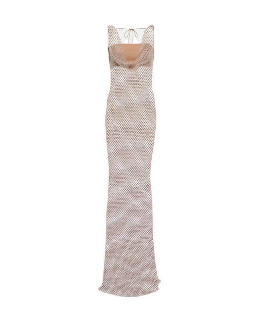 GIUSEPPE DI MORABITO White Embellished Mesh Gown