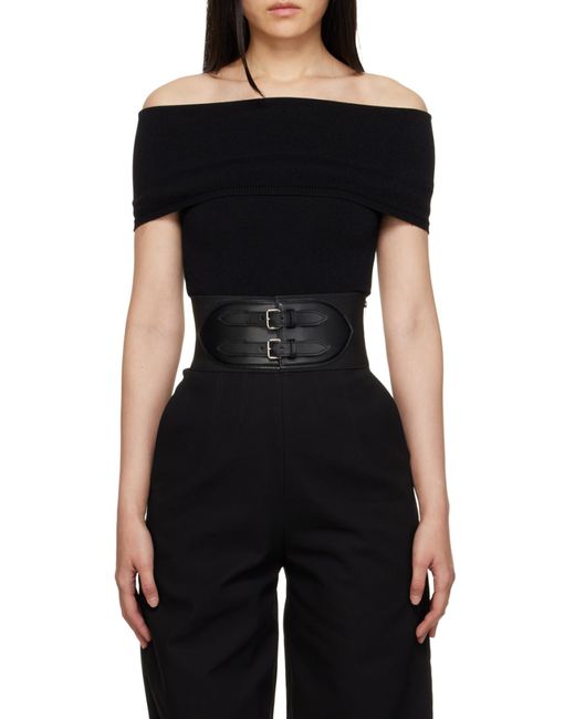 Alaïa Black Alaïa Off-Shoulder Stretch Bodysuit