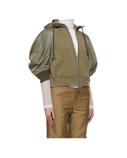 Sacai Green Long-Sleeved Spliced Jacket