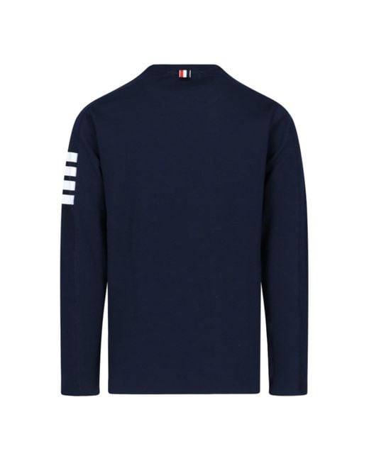 Thom Browne Blue Bar Striped Crewneck Sweatshirt for men