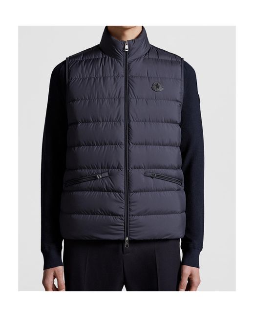 Moncler Blue Lechtal Zip-Up Padded Gilet for men
