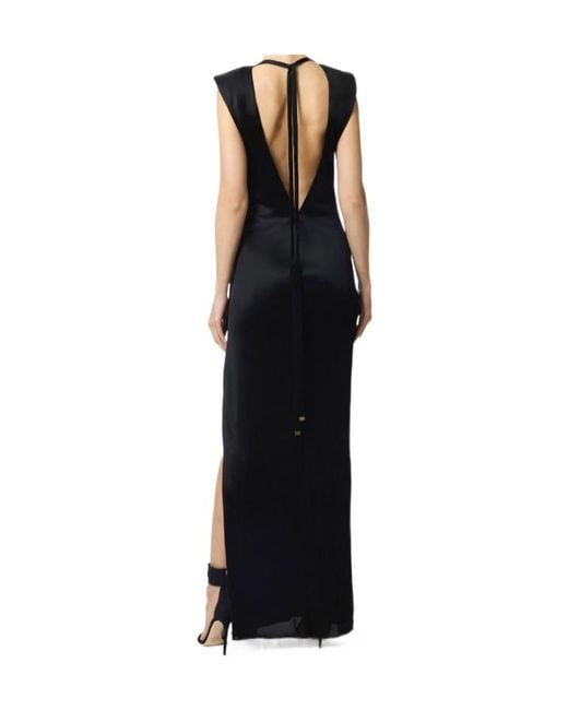 Elisabetta Franchi Black Draped-Detail Maxi Dress