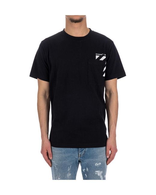 Off-White c/o Virgil Abloh Black Diag Printed Crewneck T-Shirt for men