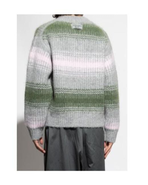 KENZO Gray Striped Knitted Jumper for men